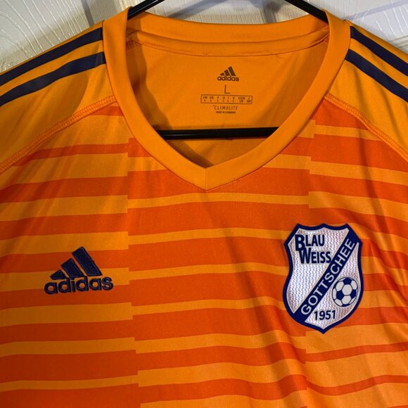Adidas Blau Weiss Gottschee Soccer Jersey Mens Size L Orange Queens NYC New York - Picture 4 of 8